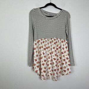 White Birch Woman’s Multi Print Floral Stripe Long Sleeve Top Size Small NWT